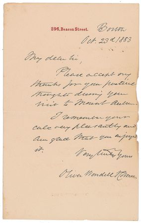 Lot #627 Oliver Wendell Holmes, Sr - Image 1