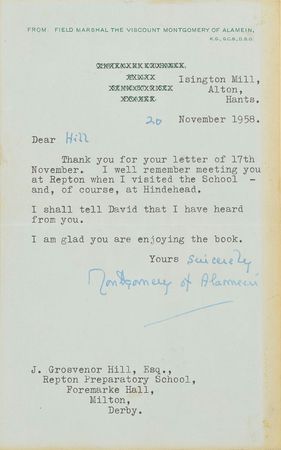 Lot #446 Montgomery of Alamein: Montgomery's message on 