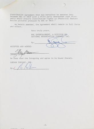 Lot #812 Johnny Carson Signed Document - Image 2