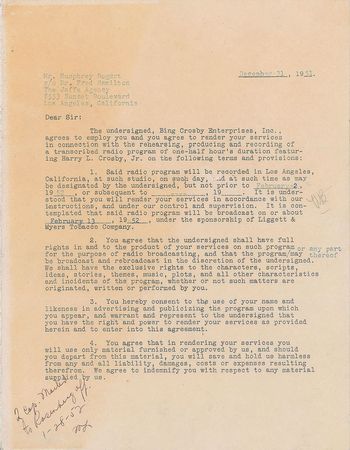Lot #774 Humphrey Bogart and Lauren Bacall Signed Documents - Image 1