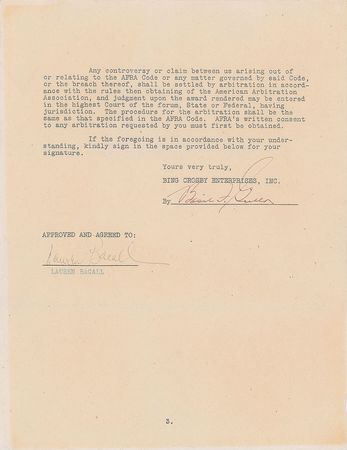 Lot #774 Humphrey Bogart and Lauren Bacall Signed Documents - Image 6