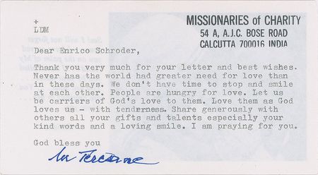 Lot #205 Mother Teresa Typed Letter Signed - Image 1