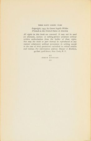 Lot #614 Laura Ingalls Wilder: The end of the Little House series: 