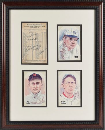 Lot #973 Babe Ruth, Ty Cobb, and Hall of Famers: Remarkably rare union of Ruth, Cobb, Collins, and other diamond legends - Image 1