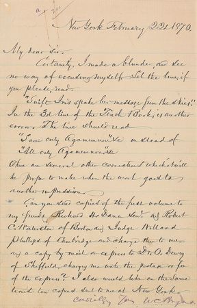 Lot #616 William Cullen Bryant Handwritten Letters Signed - Image 1