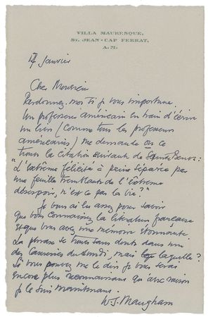 Lot #634 W. Somerset Maugham Handwritten Letters Signed - Image 2