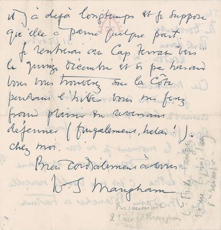 Lot #634 W. Somerset Maugham Handwritten Letters Signed - Image 4