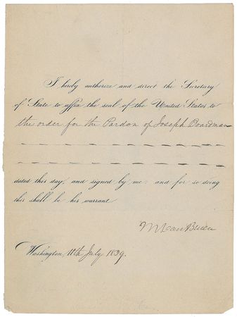 Lot #20 Martin Van Buren Signed Document