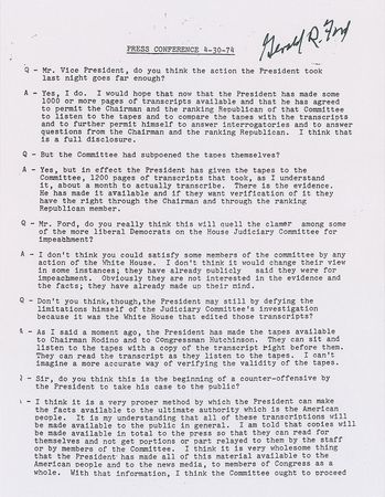 Lot #117 Gerald Ford Souvenir Typescript - Image 1