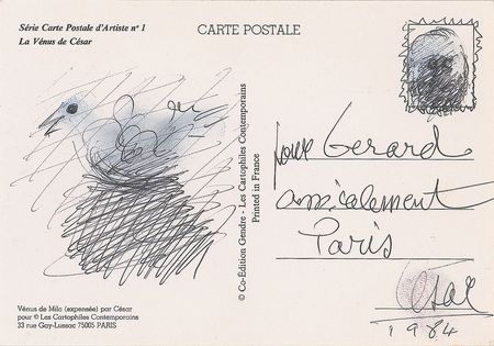 Lot #549 Cesar Baldaccini Postcard - Image 1