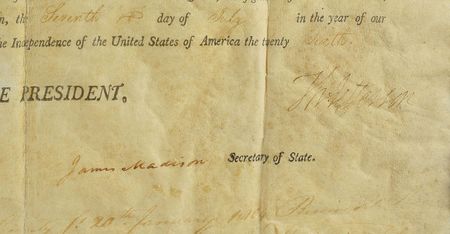 Lot #4 Thomas Jefferson and James Madison: Desirable land grant issued for 