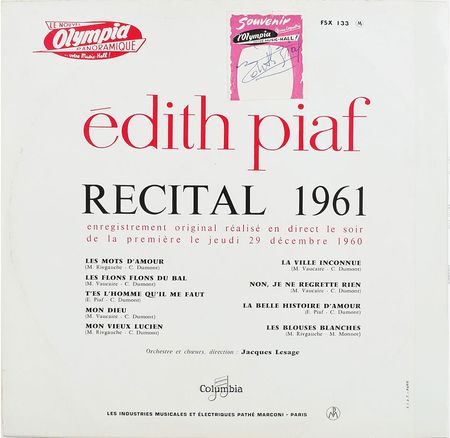 Lot #700 Edith Piaf Album - Image 1
