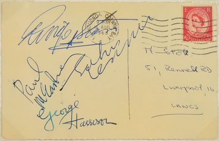 Lot #668 Beatles: Very rare and fully signed 'standing collarless pose' of the Beatles - Image 3