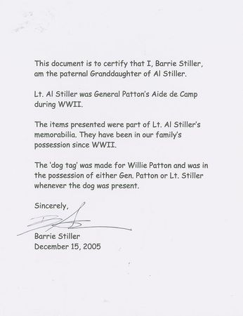 Lot #412 George S. Patton: Archive from Patton's aide-de-camp, including Willie Patton's dog tag and a signed portrait - Image 12