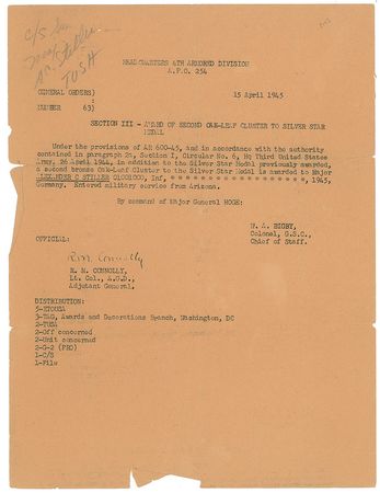 Lot #412 George S. Patton: Archive from Patton's aide-de-camp, including Willie Patton's dog tag and a signed portrait - Image 9