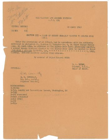 Lot #412 George S. Patton: Archive from Patton's aide-de-camp, including Willie Patton's dog tag and a signed portrait - Image 11