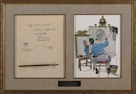 Lot #3048 Norman Rockwell Original Sketch and Brush - Image 1