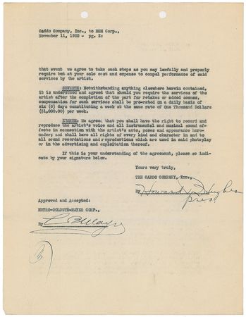 Lot #3035 Howard Hughes and Louis B. Mayer Signed Document - Image 2