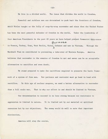 Lot #3013 Dwight D. Eisenhower Hand-Edited 'Balance Sheet on Bombing' and 'Negotiations: Hopes and Realities' Manuscripts - Image 2