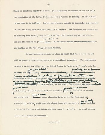 Lot #3013 Dwight D. Eisenhower Hand-Edited 'Balance Sheet on Bombing' and 'Negotiations: Hopes and Realities' Manuscripts - Image 7