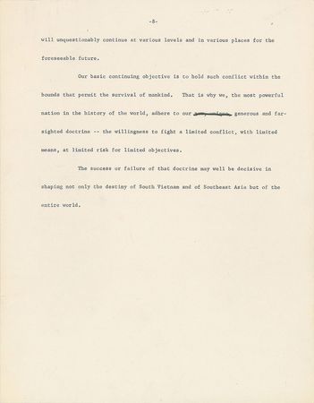 Lot #3013 Dwight D. Eisenhower Hand-Edited 'Balance Sheet on Bombing' and 'Negotiations: Hopes and Realities' Manuscripts - Image 11
