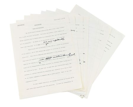 Lot #3013 Dwight D. Eisenhower Hand-Edited 'Balance Sheet on Bombing' and 'Negotiations: Hopes and Realities' Manuscripts - Image 13
