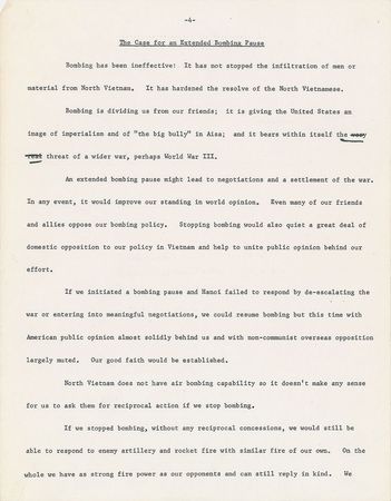 Lot #3013 Dwight D. Eisenhower Hand-Edited 'Balance Sheet on Bombing' and 'Negotiations: Hopes and Realities' Manuscripts - Image 15