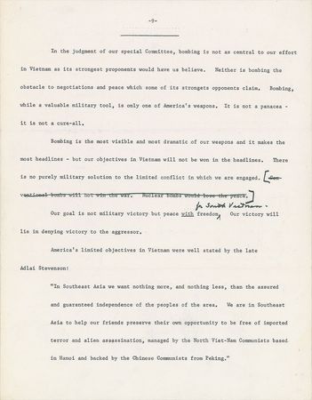 Lot #3013 Dwight D. Eisenhower Hand-Edited 'Balance Sheet on Bombing' and 'Negotiations: Hopes and Realities' Manuscripts - Image 20