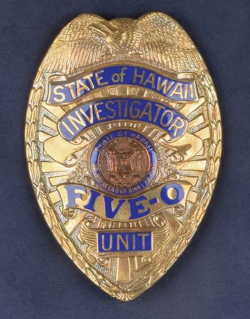 Lot #3043 Jack Lord's Personal Hawaii Five-O Badge, Pilot Script, and Signed Photos - Image 1