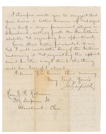 Lot #16 James A. Garfield: Congressman Garfield