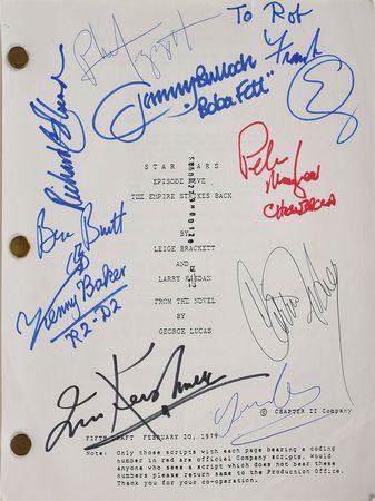 Lot #82 Star Wars: The Empire Strikes Back: The Empire Strikes Back script signed by Kershner, Fisher, Oz, and more - Image 1