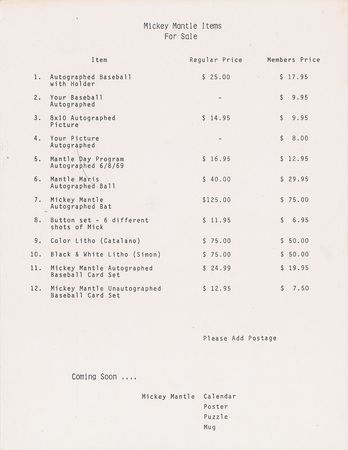 Lot #1026 Mickey Mantle: 