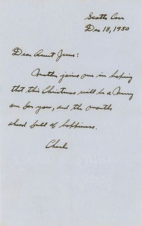 Lot #375 Charles Lindbergh: Christmas wishes from 'Lucky Lindy' - Image 1