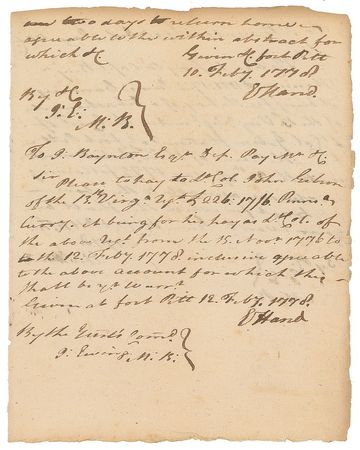 Lot #288 Edward Hand: Thrice-signed document mentioning 