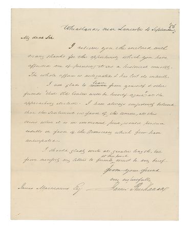 Lot #10 James Buchanan: Amid crisis in the Union,