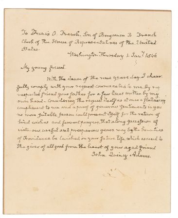 Lot #5 John Quincy Adams: The elderly Adams sends