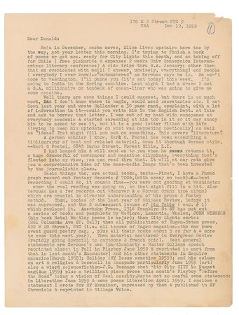Lot #497 Allen Ginsberg: Incredible Ginsberg letter on the Beat movement, poetic form, sex, drugs, and Zen - Image 1