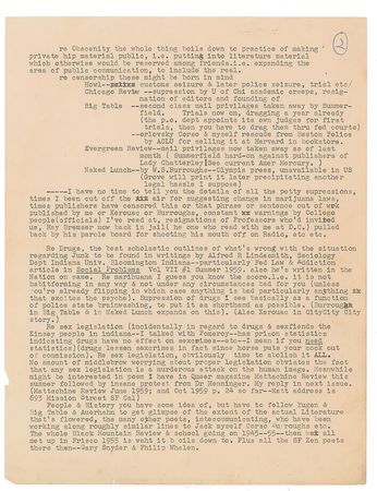 Lot #497 Allen Ginsberg: Incredible Ginsberg letter on the Beat movement, poetic form, sex, drugs, and Zen - Image 2
