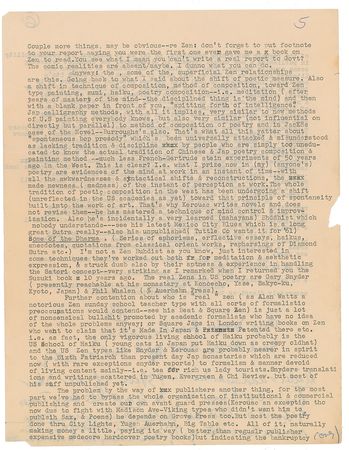 Lot #497 Allen Ginsberg: Incredible Ginsberg letter on the Beat movement, poetic form, sex, drugs, and Zen - Image 5