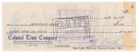 Lot #779 Marilyn Monroe Check - Image 1