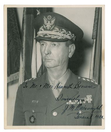 Lot #362 Jonathan M. Wainwright Letter and Signed Photograph - Image 1