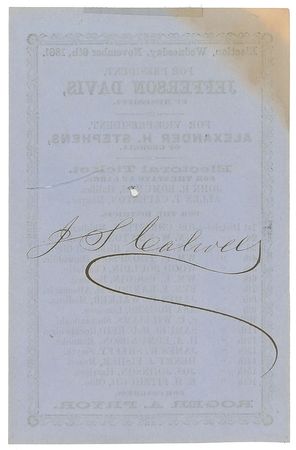 Lot #339 Jefferson Davis Ticket - Image 2
