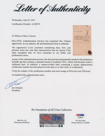 Lot #540 Voltaire Handwritten Letter - Image 2