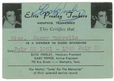 Lot #623 Elvis Presley Membership Card - Image 1