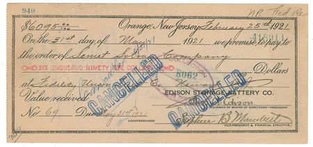 Lot #134 Thomas Edison Signed Document - Image 1