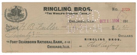 Lot #267 Charles Ringling Check - Image 1