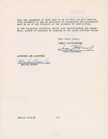 Lot #752 Marlon Brando: Brando's $50,000 advance for Teahouse of the August Moon - Image 1