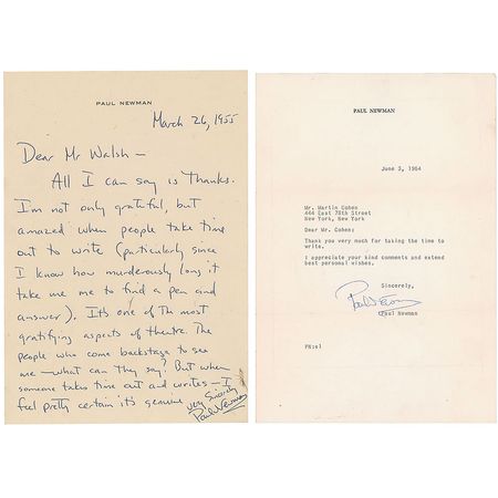 Lot #781 Paul Newman: On fan mail: 