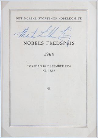 Lot #120 Martin Luther King, Jr: Extraordinary 1964 Nobel Peace Prize program signed by the recipient, Dr. Martin Luther King, Jr. - Image 2
