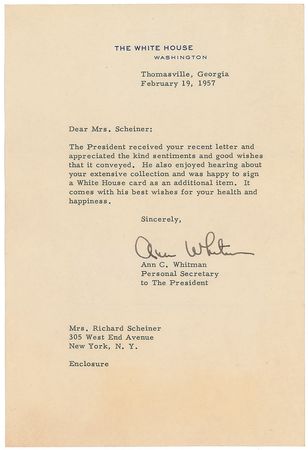 Lot #64 Dwight D. Eisenhower White House Card - Image 2